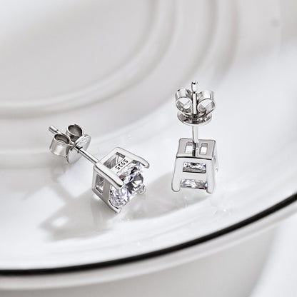 [Elitejewels]1.0カラットの輝くプリンセスカットウェディングイヤリング