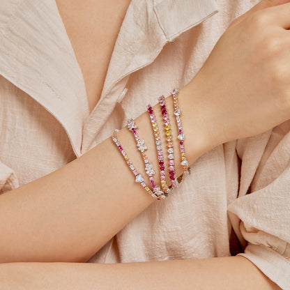 [Olivia Jewelry]Romantic Heart Shape Round Cut Lover Bracelet