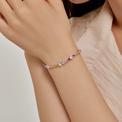 [Olivia Jewelry]Romantic Heart Shape Round Cut Lover Bracelet