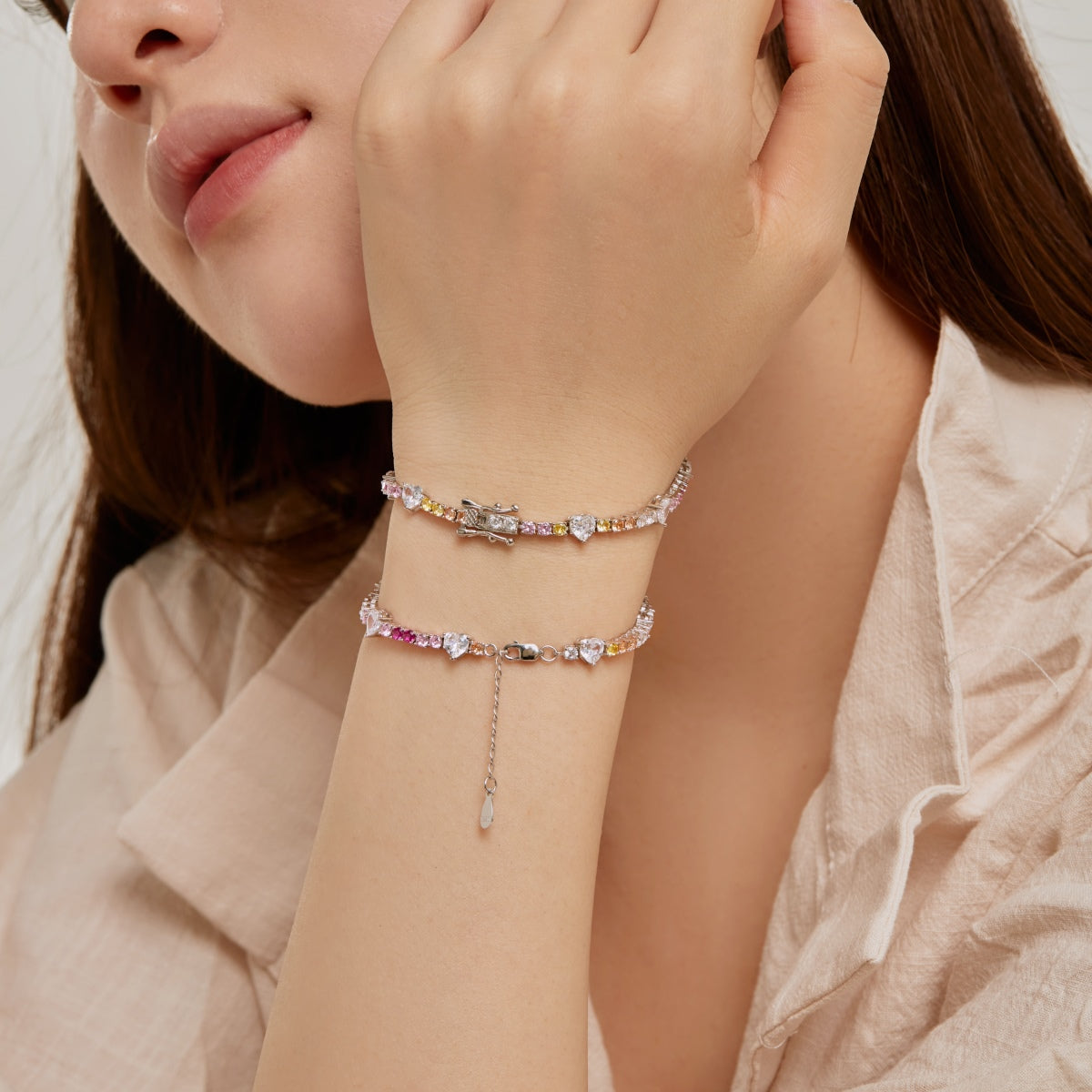 [Olivia Jewelry]Romantic Heart Shape Round Cut Lover Bracelet