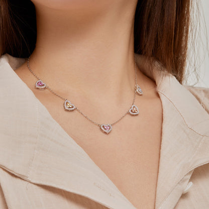 [Olivia Jewelry]Sparkling Five Heart Necklace