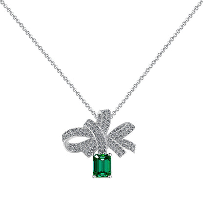 [Olivia Jewelry]Luxurious Flower Shape Emerald Cut Necklace