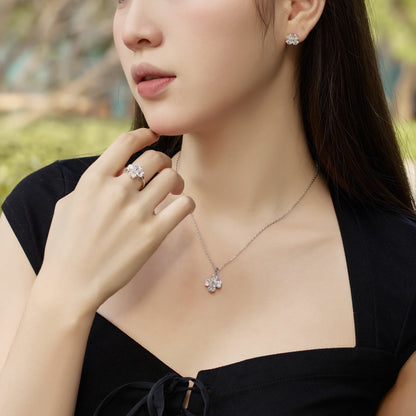[Olivia Jewelry]Heart-shaped Four-Leaf Clover Ball Ring