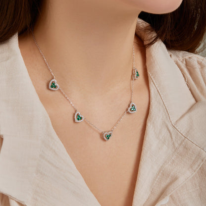 [Olivia Jewelry]Sparkling Five Heart Necklace