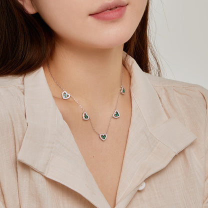 [Olivia Jewelry]Sparkling Five Heart Necklace