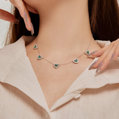 [Olivia Jewelry]Sparkling Five Heart Necklace
