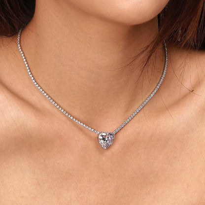 [Olivia Jewelry]8.0 Carat Versatile Colorful Sweet Heart-Shaped Tennis Necklace