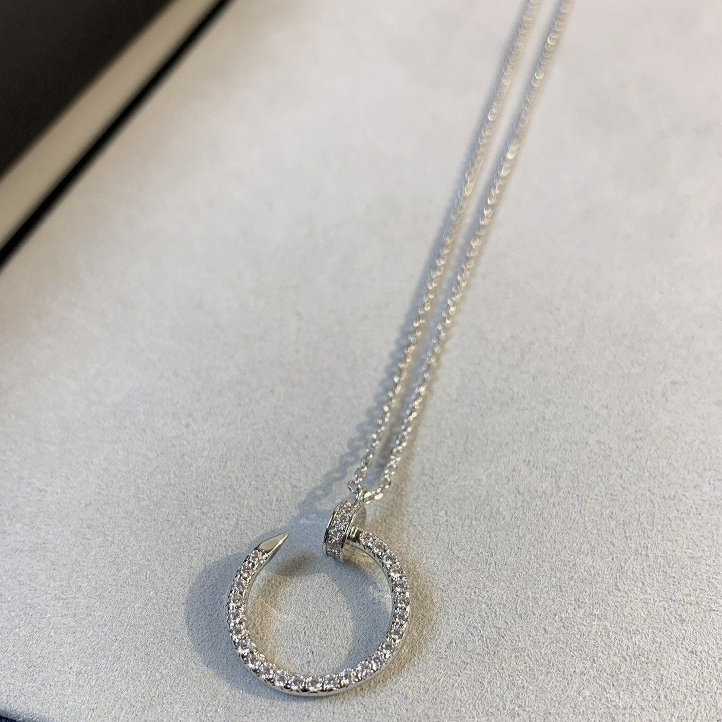 [Olivia Jewelry]JUSTE NECKLACE SILVER DIAMONDS