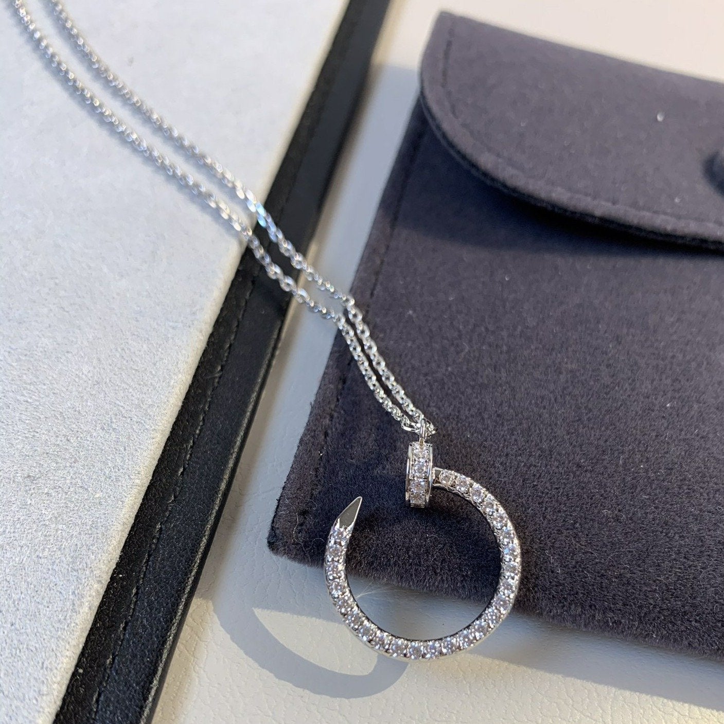 [Olivia Jewelry]JUSTE NECKLACE SILVER DIAMONDS