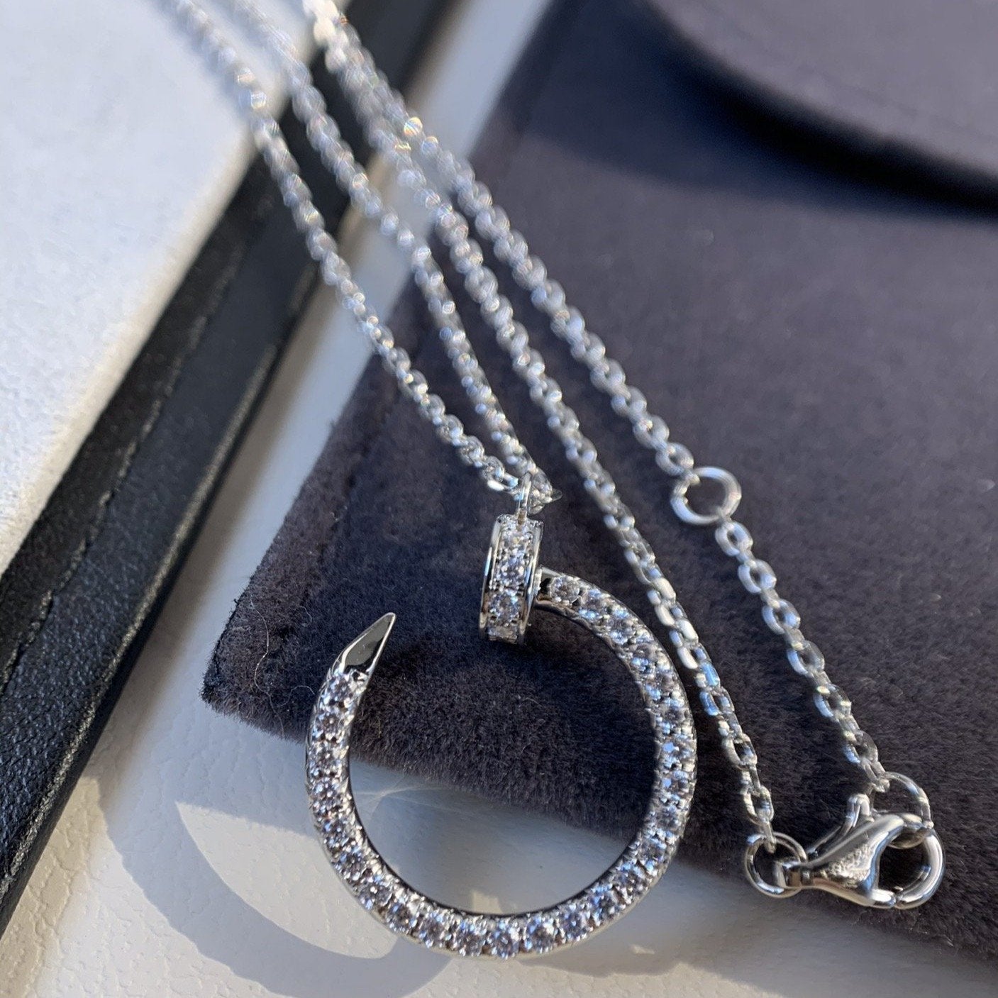 [Olivia Jewelry]JUSTE NECKLACE SILVER DIAMONDS