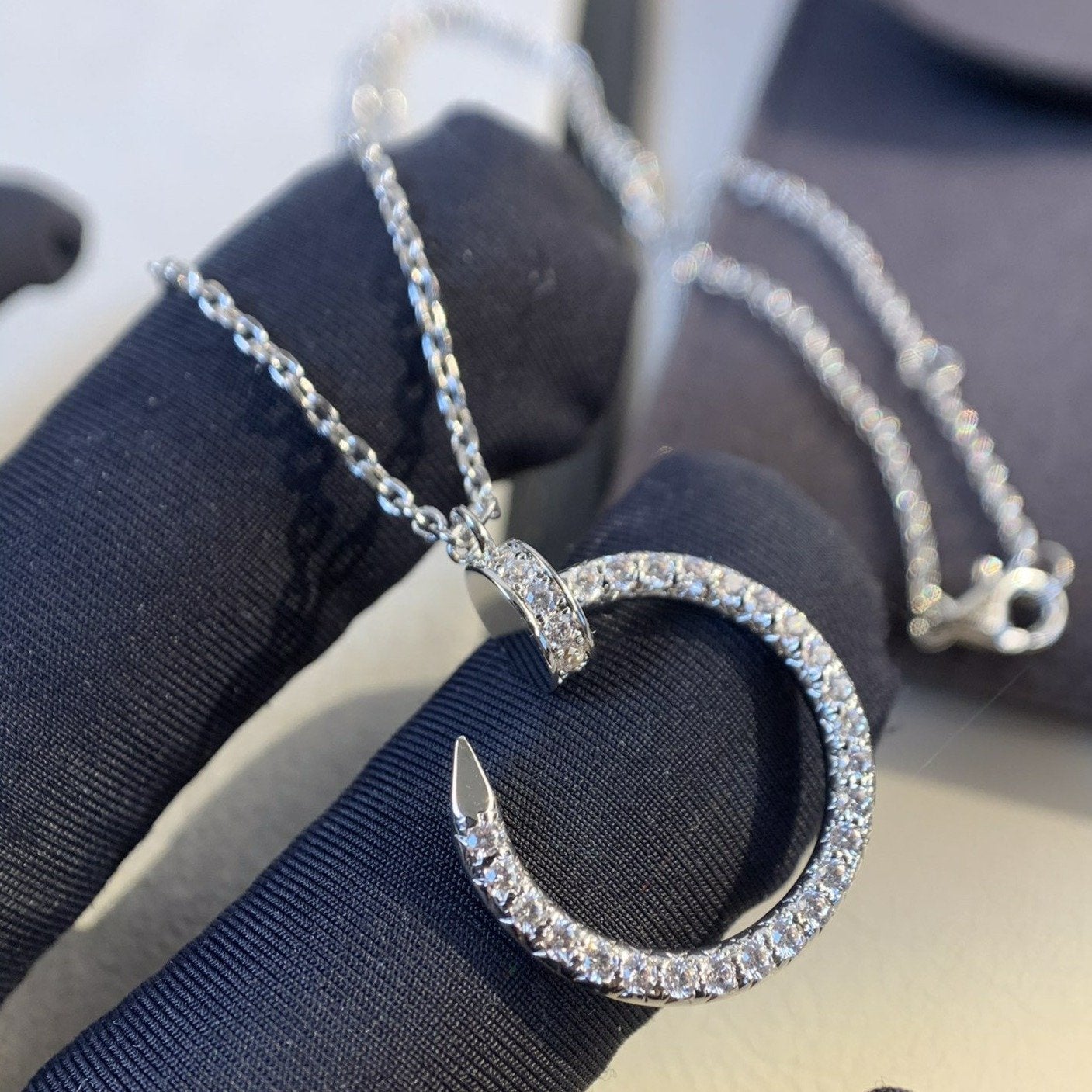 [Olivia Jewelry]JUSTE NECKLACE SILVER DIAMONDS