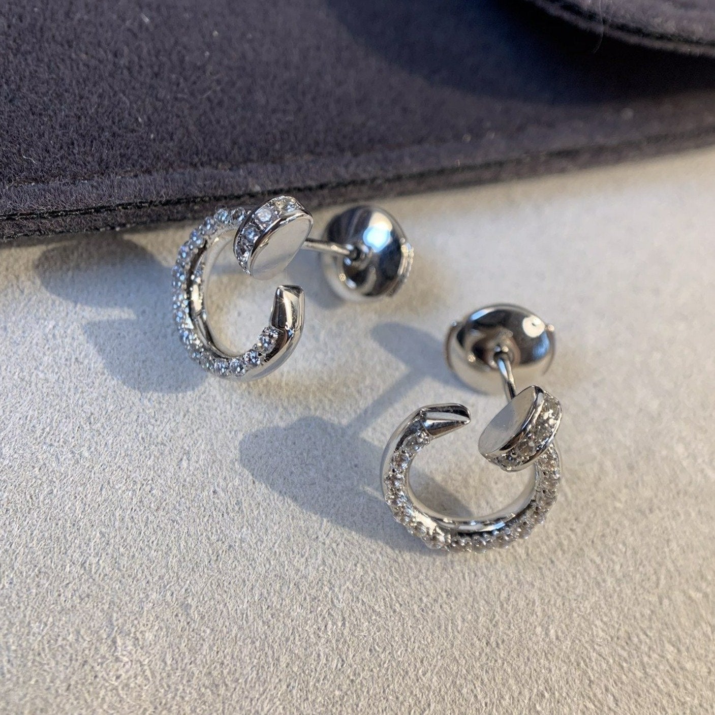 [Olivia Jewelry]JUSTE EARRINGS SILVER DIAMONDS