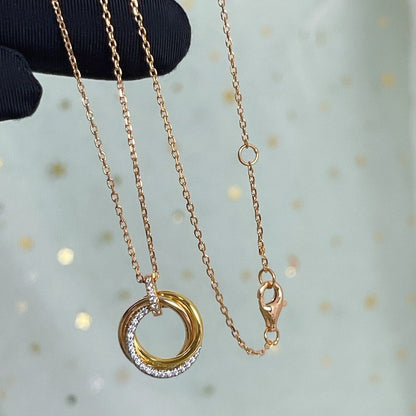 [Olivia Jewelry]TRINITY NECKLACE SILVER GOLD PINK GOLD DIAMONDS