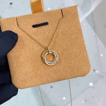 [Olivia Jewelry]TRINITY NECKLACE SILVER GOLD PINK GOLD DIAMONDS