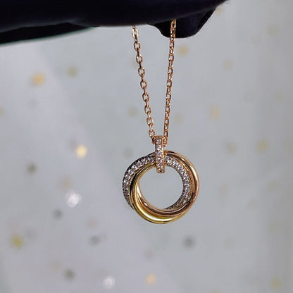 [Olivia Jewelry]TRINITY NECKLACE SILVER GOLD PINK GOLD DIAMONDS