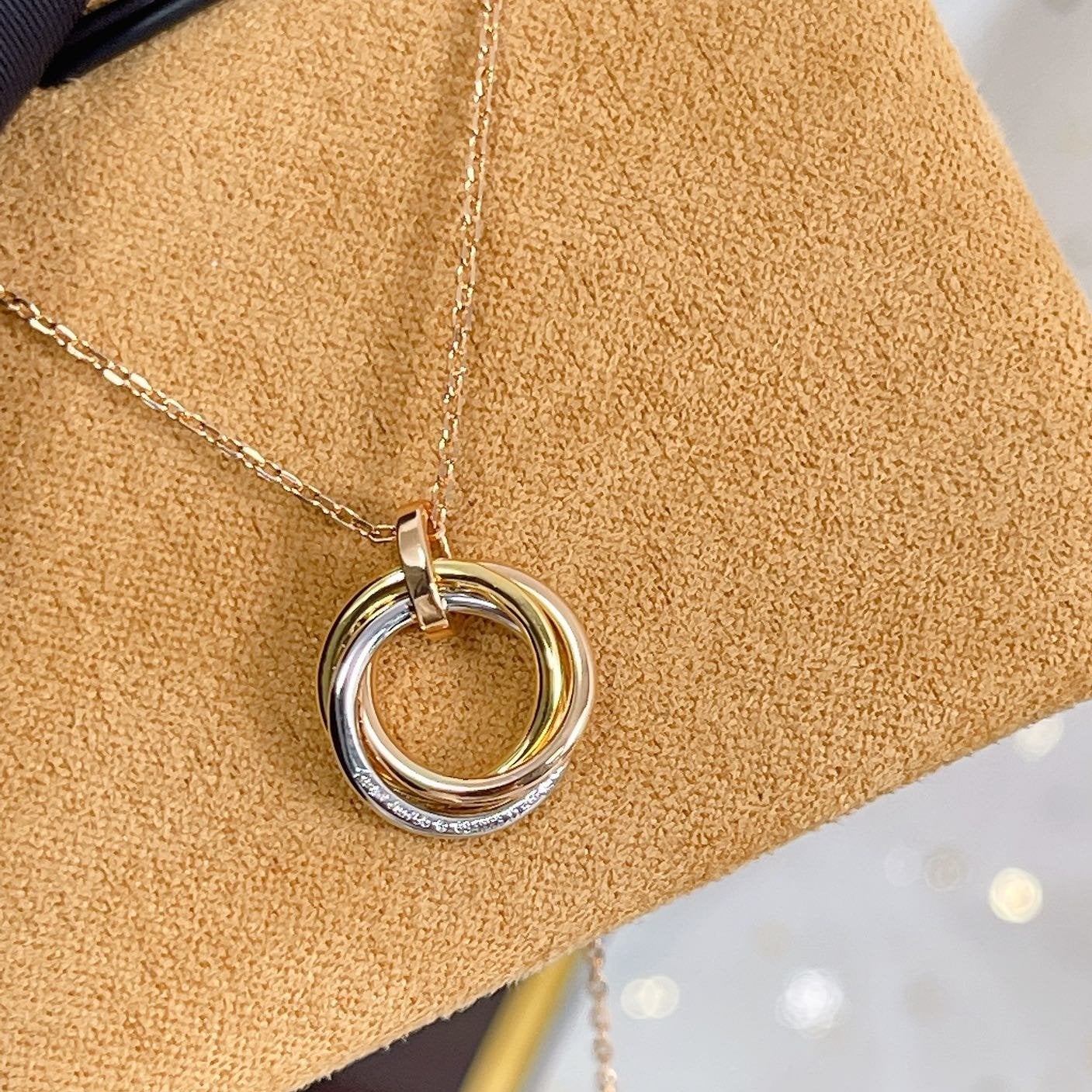 [Olivia Jewelry]TRINITY NECKLACE SILVER GOLD PINK GOLD DIAMONDS