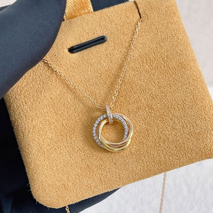 [Olivia Jewelry]TRINITY NECKLACE SILVER GOLD PINK GOLD DIAMONDS
