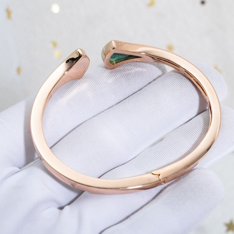 [OLIVIA]DREAM BRACELET OPEN MALACHITE PINK GOLD