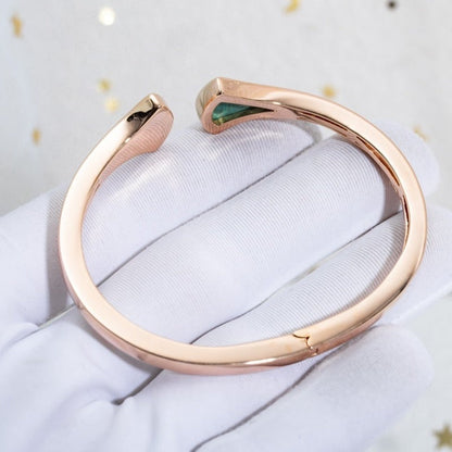 [OLIVIA]DREAM BRACELET OPEN MALACHITE PINK GOLD