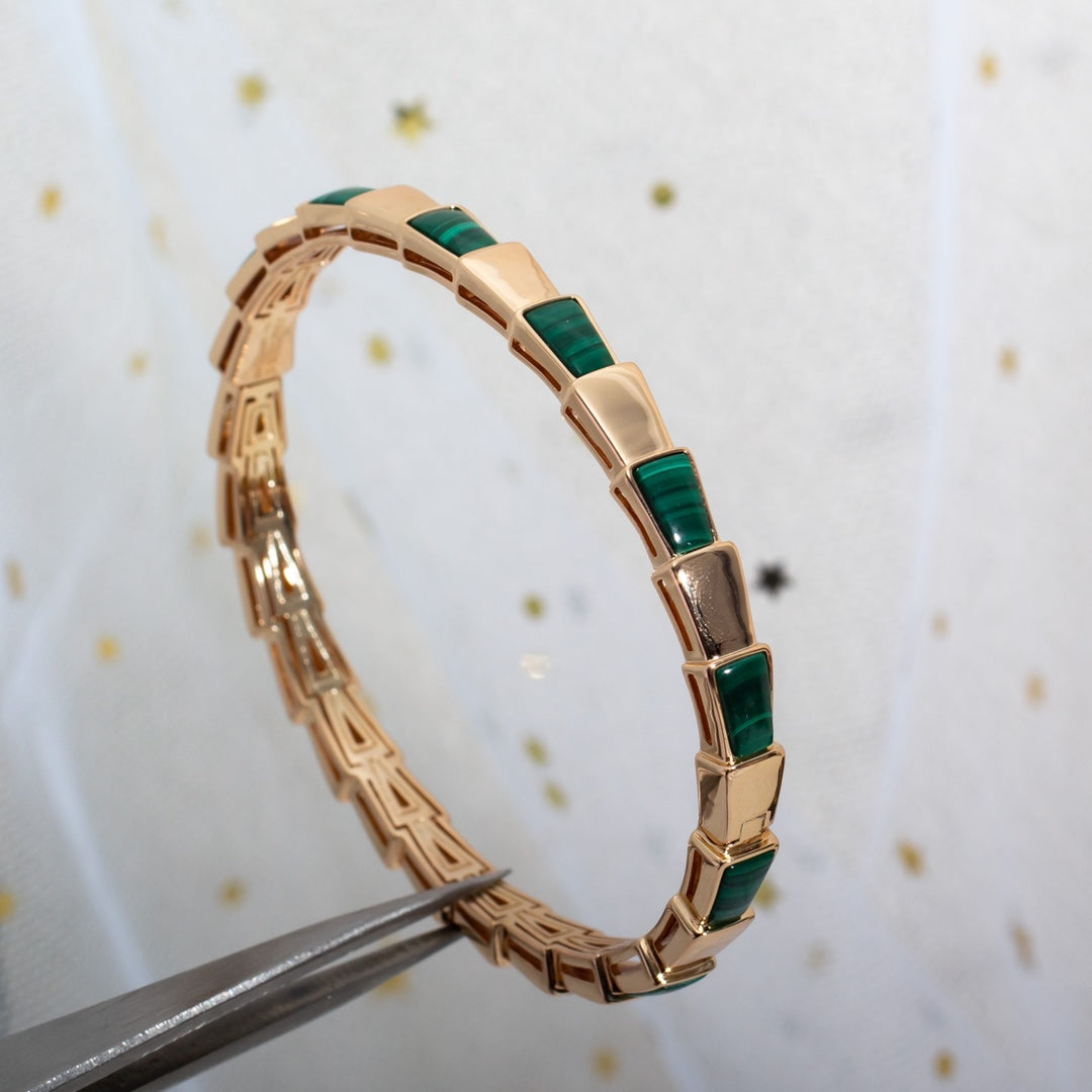 [OLIVIA]SERPENTI BRACELET PINK GOLD MALACHITE