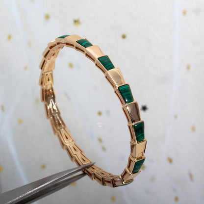 [OLIVIA]SERPENTI BRACELET PINK GOLD MALACHITE