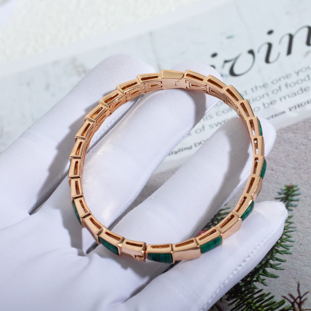 [OLIVIA]SERPENTI BRACELET PINK GOLD MALACHITE