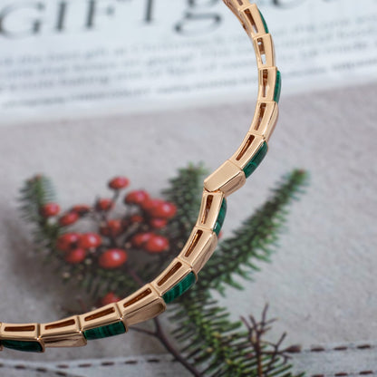 [OLIVIA]SERPENTI BRACELET PINK GOLD MALACHITE
