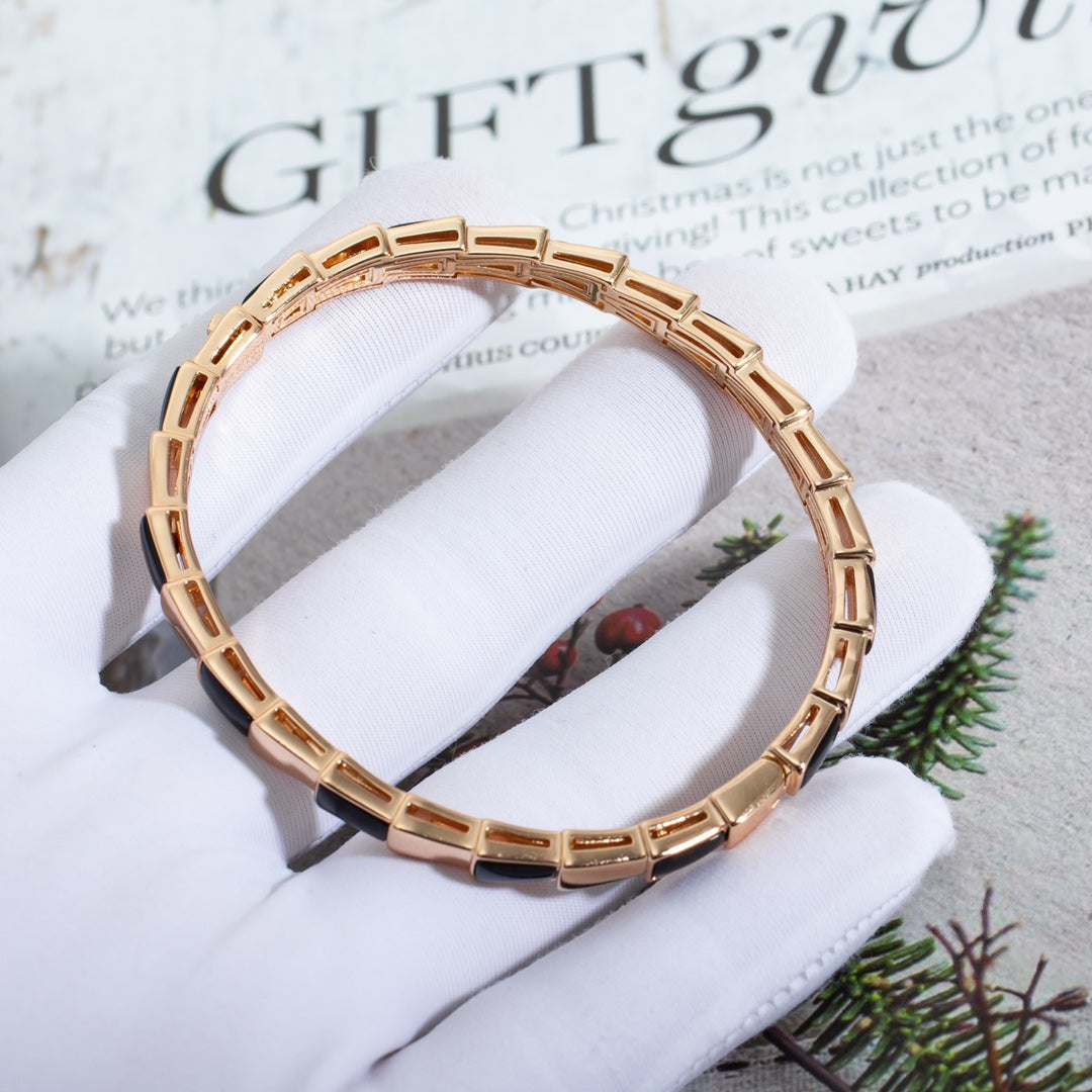[OLIVIA]SERPENTI BRACELET PINK GOLD ONYX