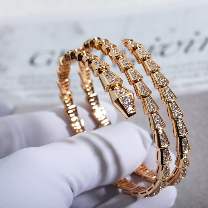[OLIVIA]SERPENTI BRACELET PINK GOLD DIAMOND DOUBLE ROW