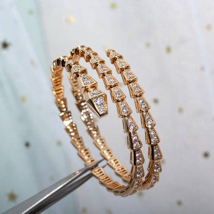 [OLIVIA]SERPENTI BRACELET PINK GOLD DIAMOND DOUBLE ROW