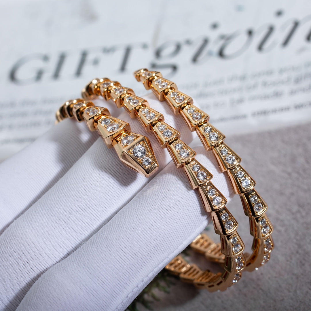 [OLIVIA]SERPENTI BRACELET PINK GOLD DIAMOND DOUBLE ROW