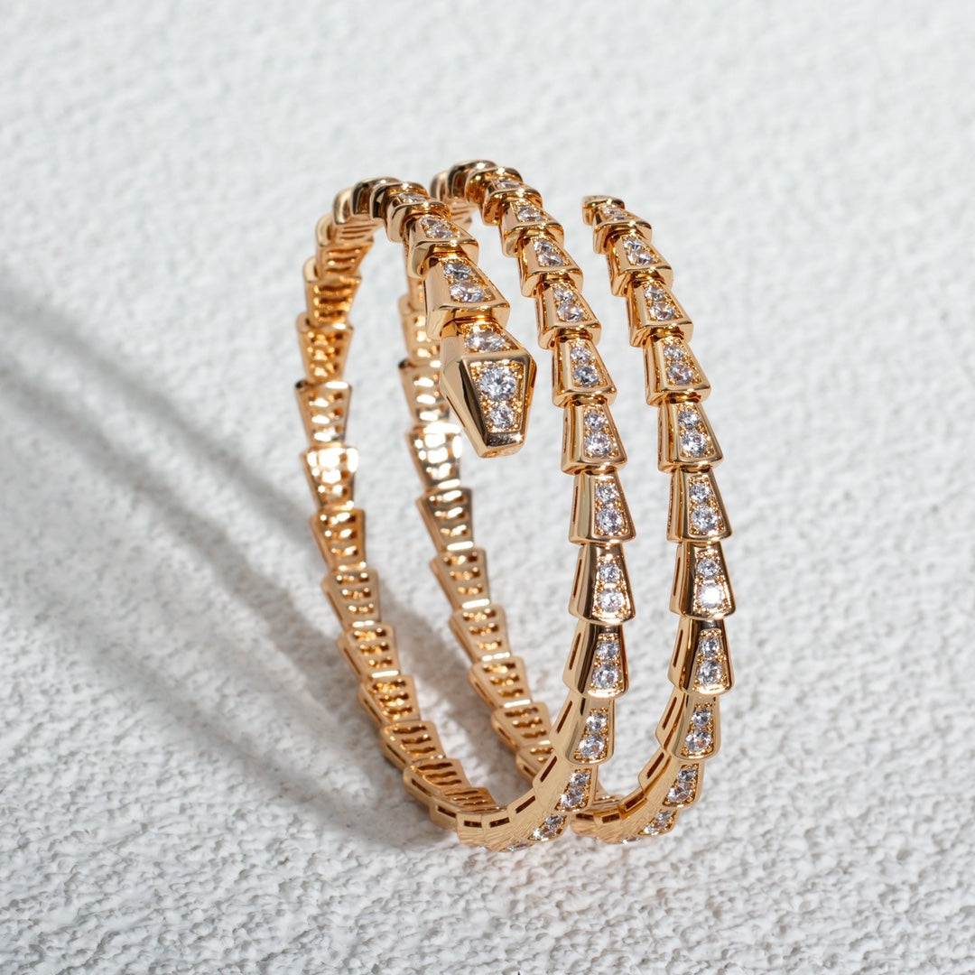 [OLIVIA]SERPENTI BRACELET PINK GOLD DIAMOND DOUBLE ROW