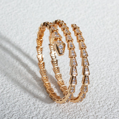 [OLIVIA]SERPENTI BRACELET PINK GOLD DIAMOND DOUBLE ROW