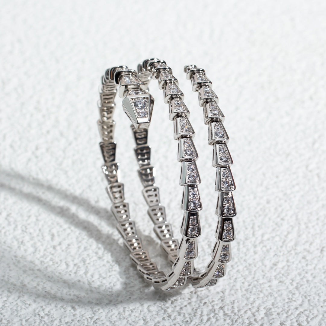 [OLIVIA]SERPENTI BRACELET SILVER DIAMOND DOUBLE ROW
