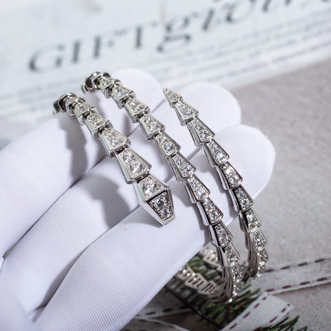 [OLIVIA]SERPENTI BRACELET SILVER DIAMOND DOUBLE ROW