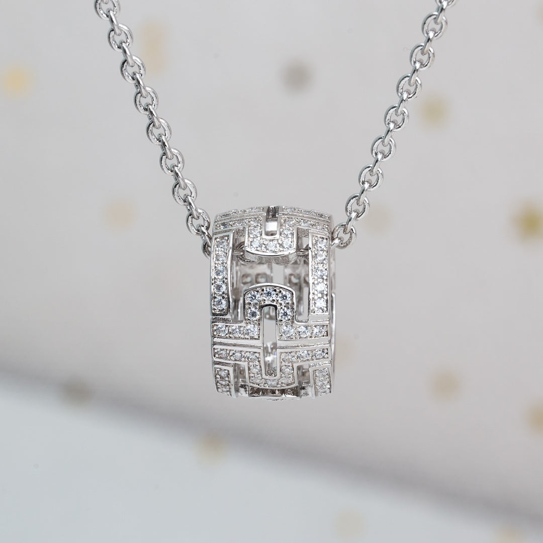 [OLIVIA]PARENTESI NECKLACE SILVER DIAMOND