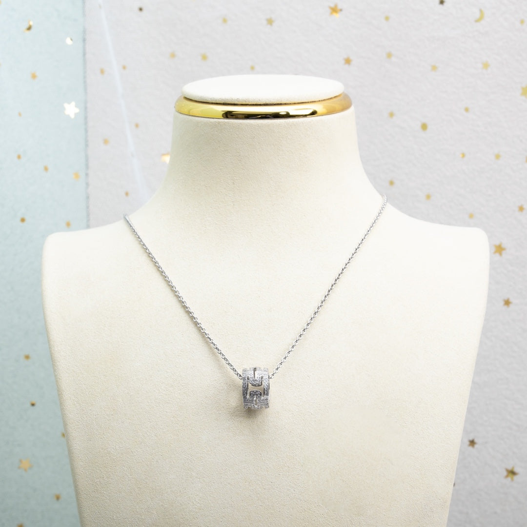 [OLIVIA]PARENTESI NECKLACE SILVER DIAMOND