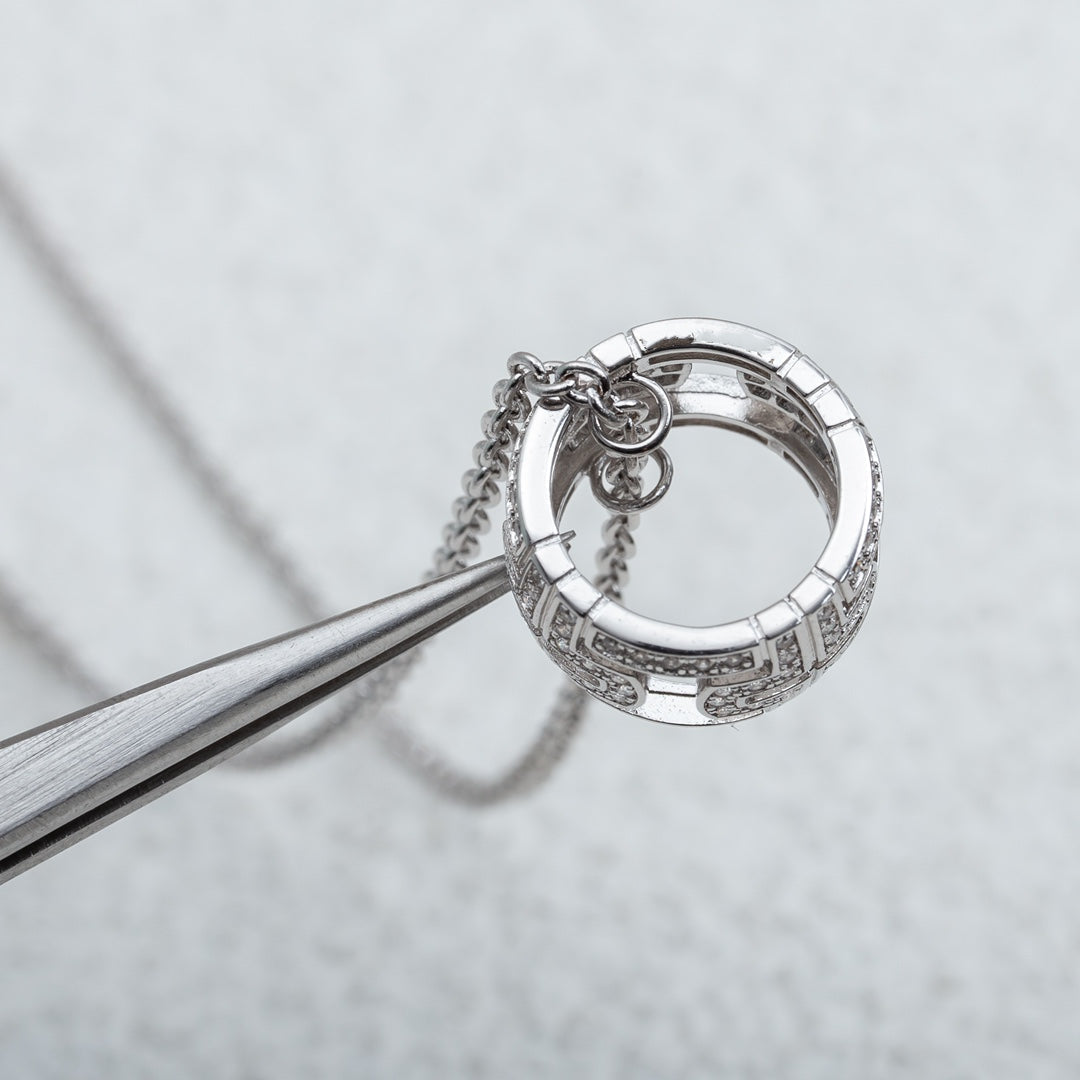 [OLIVIA]PARENTESI NECKLACE SILVER DIAMOND