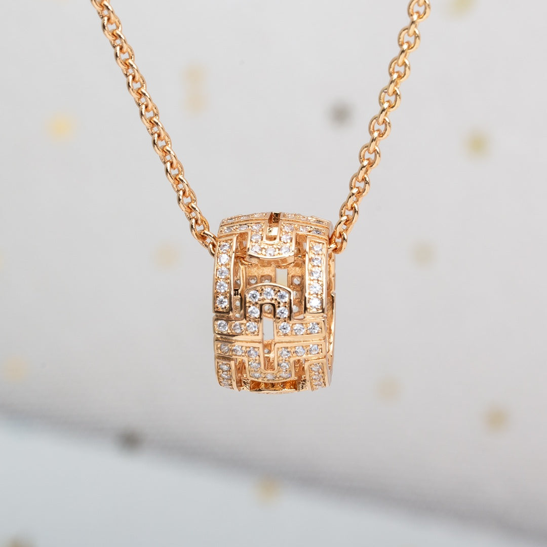 [OLIVIA]PARENTESI NECKLACE PINK GOLD DIAMOND
