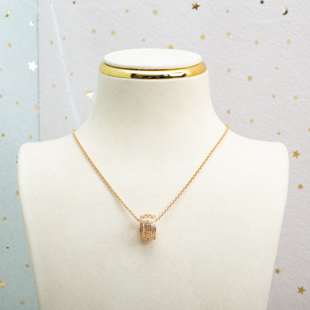 [OLIVIA]PARENTESI NECKLACE PINK GOLD DIAMOND
