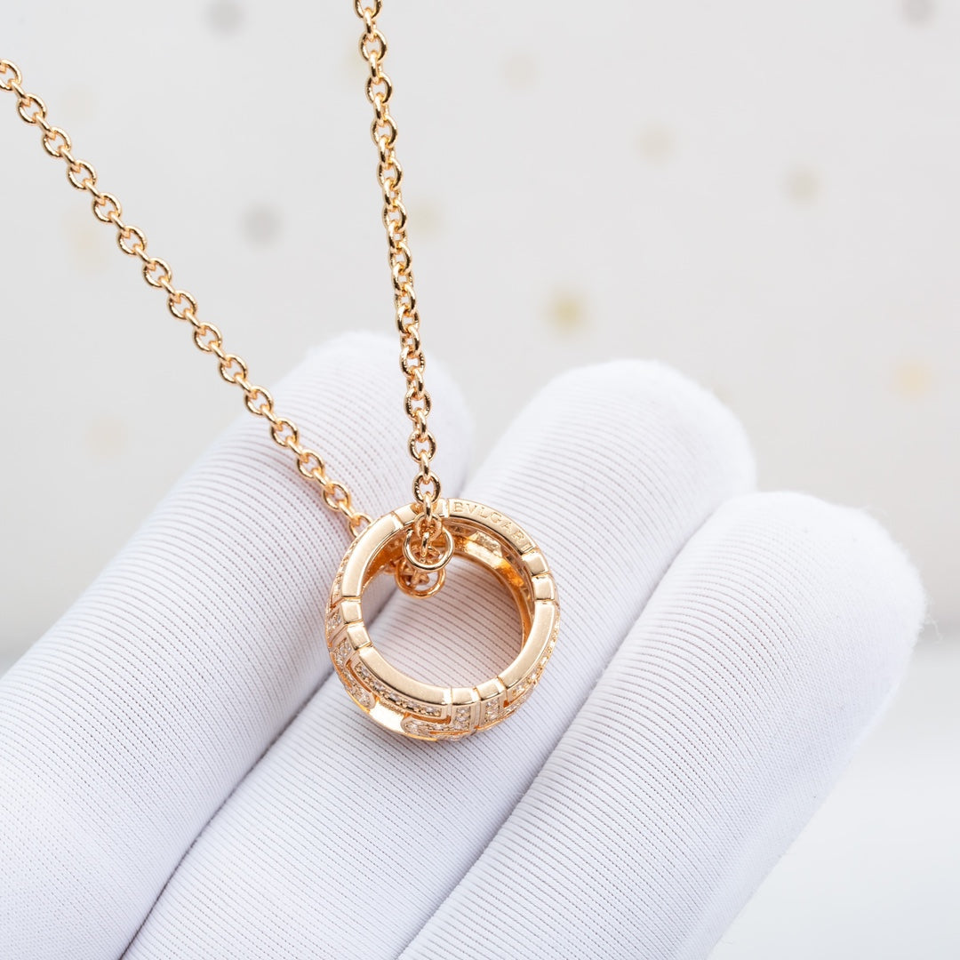 [OLIVIA]PARENTESI NECKLACE PINK GOLD DIAMOND