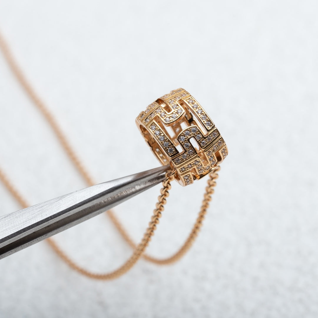 [OLIVIA]PARENTESI NECKLACE PINK GOLD DIAMOND