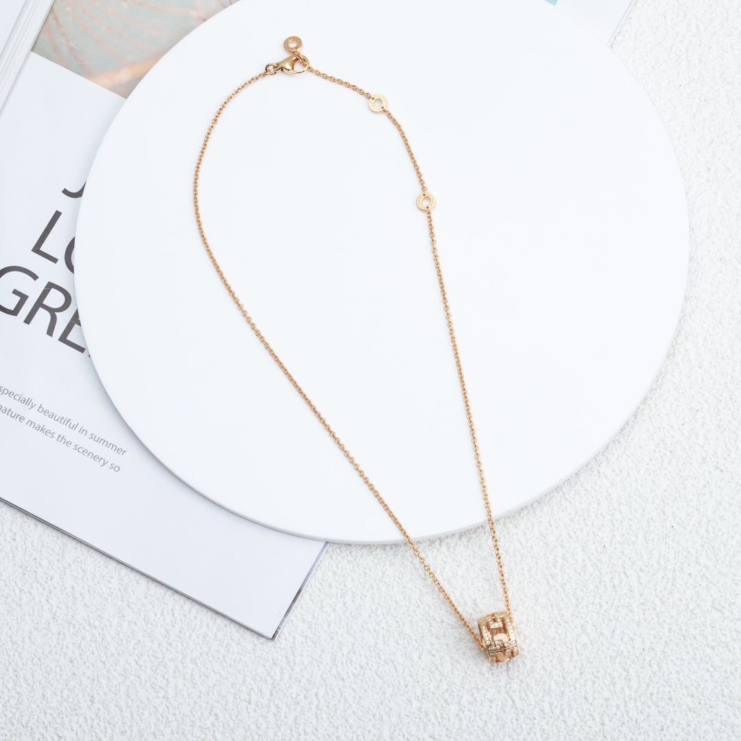 [OLIVIA]PARENTESI NECKLACE PINK GOLD DIAMOND