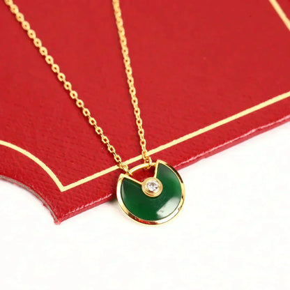 [Olivia Jewelry]AMULETTE GOLD MALACHITE NECKLACE
