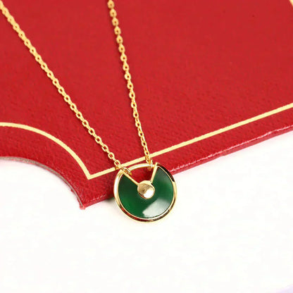 [Olivia Jewelry]AMULETTE GOLD MALACHITE NECKLACE