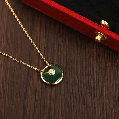 [Olivia Jewelry]AMULETTE GOLD MALACHITE NECKLACE