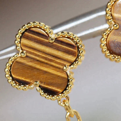 [Olivia Jewelry]CLOVER  2 MOTIF  TIGER EYE CARNELIAN EARRINGS