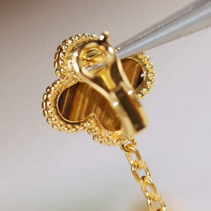 [Olivia Jewelry]CLOVER  2 MOTIF  TIGER EYE CARNELIAN EARRINGS