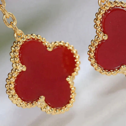 [Olivia Jewelry]CLOVER  2 MOTIF  TIGER EYE CARNELIAN EARRINGS