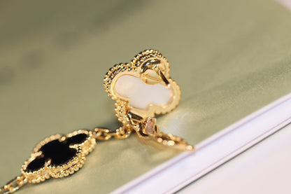 [Olivia Jewelry]CLOVER EARRINGS GOLD ONYX MOP 3 MOTIF